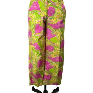 Vintage Lilly Pulitzer Line Drive Pink Yellow Green Golf Pant Size 2